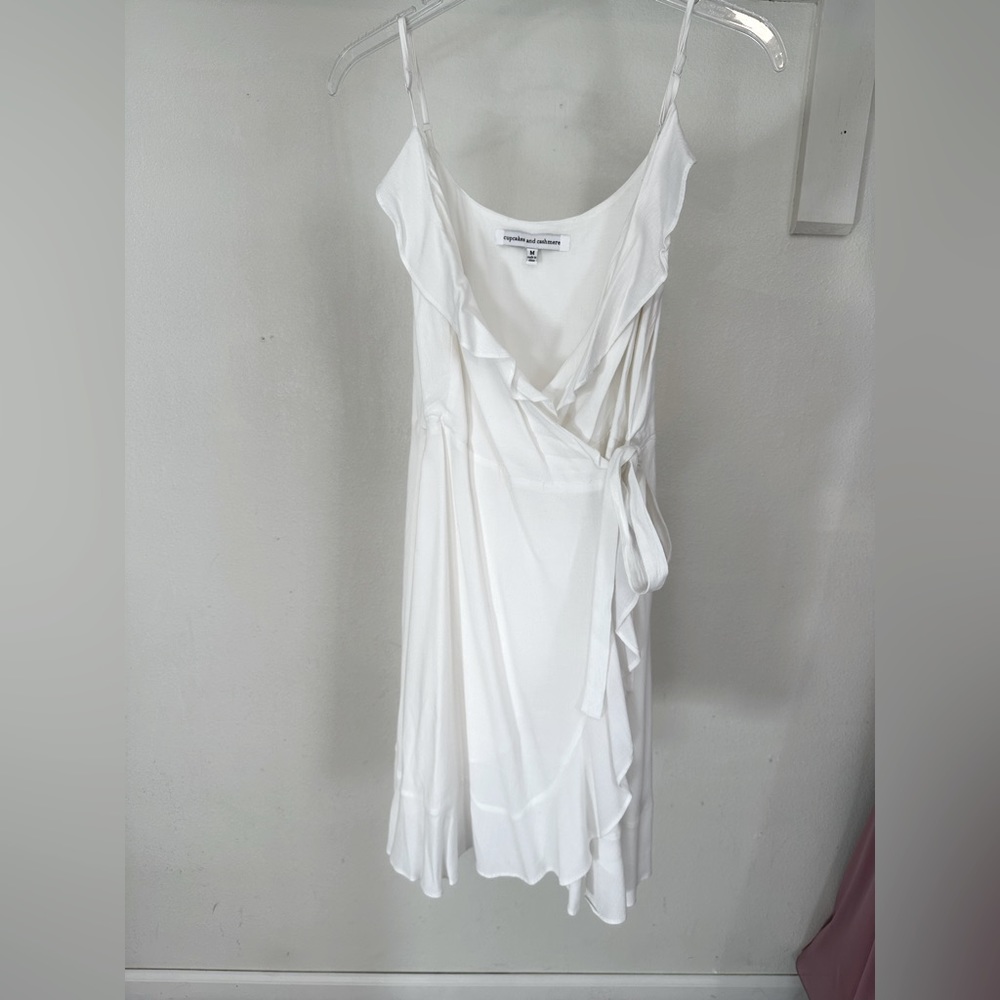 Cupcakes and cashmere white wrap dress